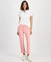 Nautica Jeans Women's Gingham Cropped Straight-Leg Pants