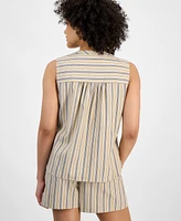 Tommy Hilfiger Women's Striped Sleeveless V-Neck Shirt