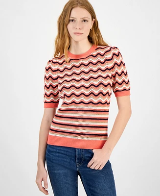 Tommy Hilfiger Women's Cotton Striped Pointelle Sweater