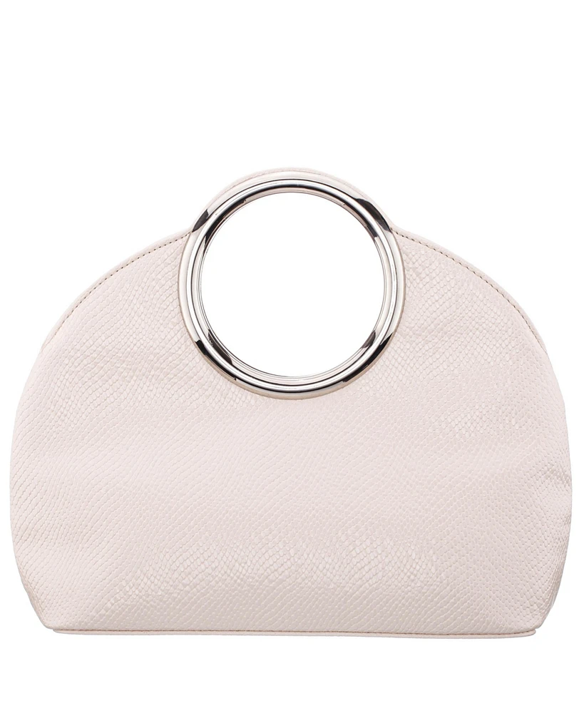 Nina Metal Handles Embossed Snake Hobo Bag
