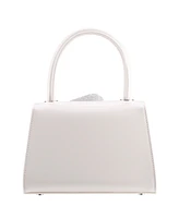 Nina Crystal Flower Embellished Patent Satchel Bag
