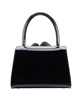 Nina Crystal Flower Embellished Patent Satchel Bag