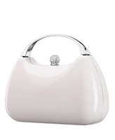 Nina Patent Minaudiere with Metal Handle Clutch