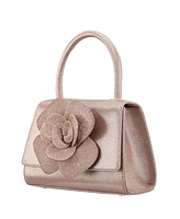 Nina Crystal Flower Embellished Metallic Satchel Bag