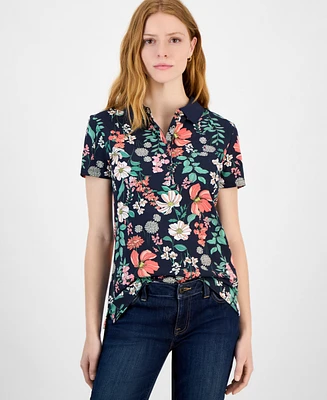 Tommy Hilfiger Women's Floral-Print Polo Shirt