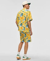 Mode Of One Mens Blurred Floral Relaxed Fit Shiny Twill Camp Shirt Relaxed Fit 6 1 2 Shiny Twill Shorts Exclusively At Macys