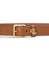 Lauren Ralph Logo-Keeper Leather Skinny Belt