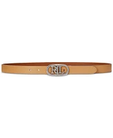 Lauren Ralph Oval-Logo Reversible Leather Skinny Belt