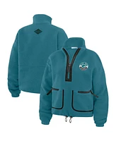 Wear by Erin Andrews Women's Teal San Jose Sharks Polar Fleece Half-Zip Jacket