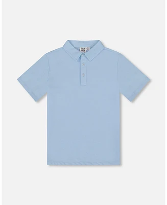 Deux par Big Boys Short Sleeve Polo Shirt Pale Blue