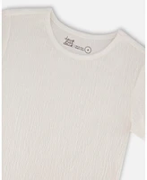 Deux par Baby Girls Crinkle Short Sleeve Top White