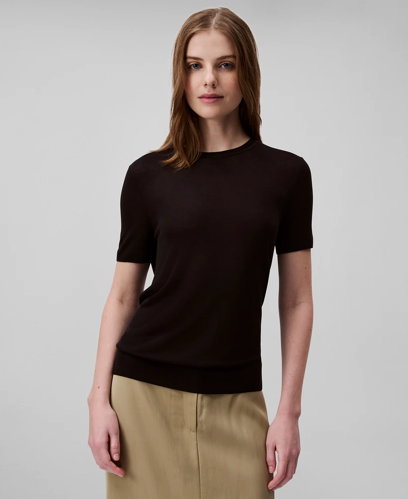 Calvin Klein Women's Fine Gauge Short-Sleeve Sweater