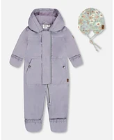 Deux par Baby Girls Mid-Season One-Piece Outerwear Lilac With Printed Hat