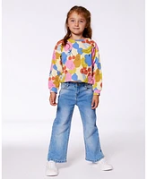 Deux par Big Girls Printed French Terry Sweatshirt Fruits On Yellow Background