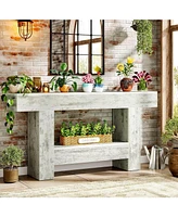 Tribesigns 63-Inch Long Console Table, Farmhouse Entryway Table with Storage, Rustic Wood Sofa Table Behind Couch Table for Living Room, Foyer, Hallwa