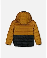 Deux par Toddler Boys Colorblock Quilted Mid-Season Jacket Brown And Black - Toddler|Child