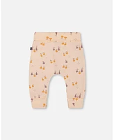 Deux par Baby Girls Organic Cotton Evolutive Pant Peach Printed Pears