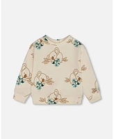 Deux par Baby Girls Printed French Terry Sweatshirt Off-White And Koala