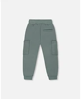 Deux par Big Boys French Terry Sweatpants With Side Pockets Grayish Teal