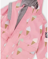 Deux par Toddler Girls Pink Raincoat With Cones That Change Color Upon Contact Water - Toddler|Child