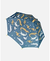 Deux par Deux Kids Unisex Blue Umbrella With Crocodiles That Change Color Upon Contact With Water - Toddler|Child