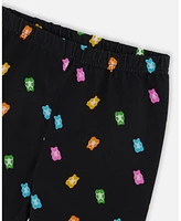 Deux par Big Girls Printed Capri Legging Black And Multicolored Gummies