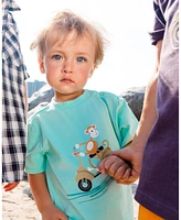 Deux par Baby Boys Two-Piece Top And Short Set Monkey On Navy Turquoise Moped