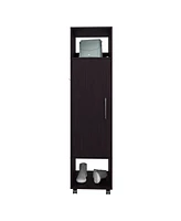 Ambler Armoire with 1 Door, 3 Shelves, and Full-Length Mirror, Black