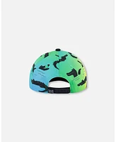 Deux par Deux Baby Boys Printed Cap Black And Multicolored Crocodiles