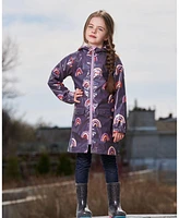 Deux par Toddler Girls Printed Rain Coat With Hat Rainbow On Shiny Background - Toddler|Child