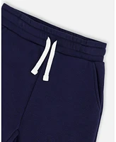 Deux par Big Boys French Terry Sweatpants With Side Pockets Navy Blue