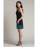 Tadashi Shoji Selena Neoprene Sequin-Fringe Mini Dress