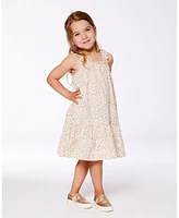 Deux par Toddler Girls Printed Eyelet Dress Beige And Small Flowers - Toddler|Child