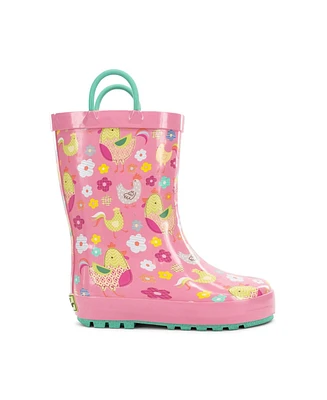 Western Chief Girls Spring Chick Faux Fur Rain Boot