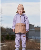 Deux par Big Girls Colorblock Mid-Season Jacket Lilac And Taupe