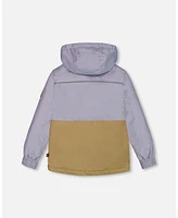 Deux par Big Girls Colorblock Mid-Season Jacket Lilac And Taupe