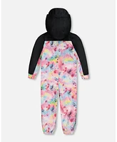 Deux par Toddler Girls Printed Mid-Season One-Piece Outerwear Multicolored Butterflies On Black Background