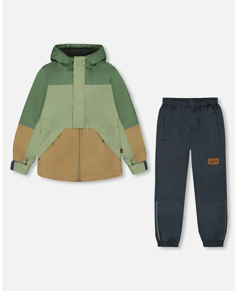 Deux par Big Boys Two-Piece Mid-Season Outerwear Set Pale Green, Sage, Tan, And Gray