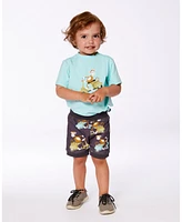 Deux par Toddler Boys Two-Piece Top And Short Set Monkey On Navy Turquoise Moped - Toddler|Child