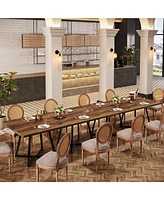 Tribesigns Square Dining Table Set of 2, 31.5" Industrial Dinner Table with Metal Base, Wood Kitchen Table for 4-6 People, Brown Bar Table for Restaur