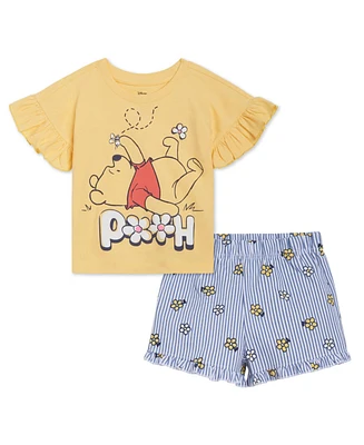 Winnie the Pooh Baby Girls Disney Lilo & Stitch Classics Princess Mermaid T-Shirt and Chambray Shorts Outfit Set