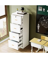 Tribesigns 4-Drawer File Cabinet, Vertical Filing Cabinet with Lock, Wood Storage for Home Office,Locable A4/F4/Letter/Legal
