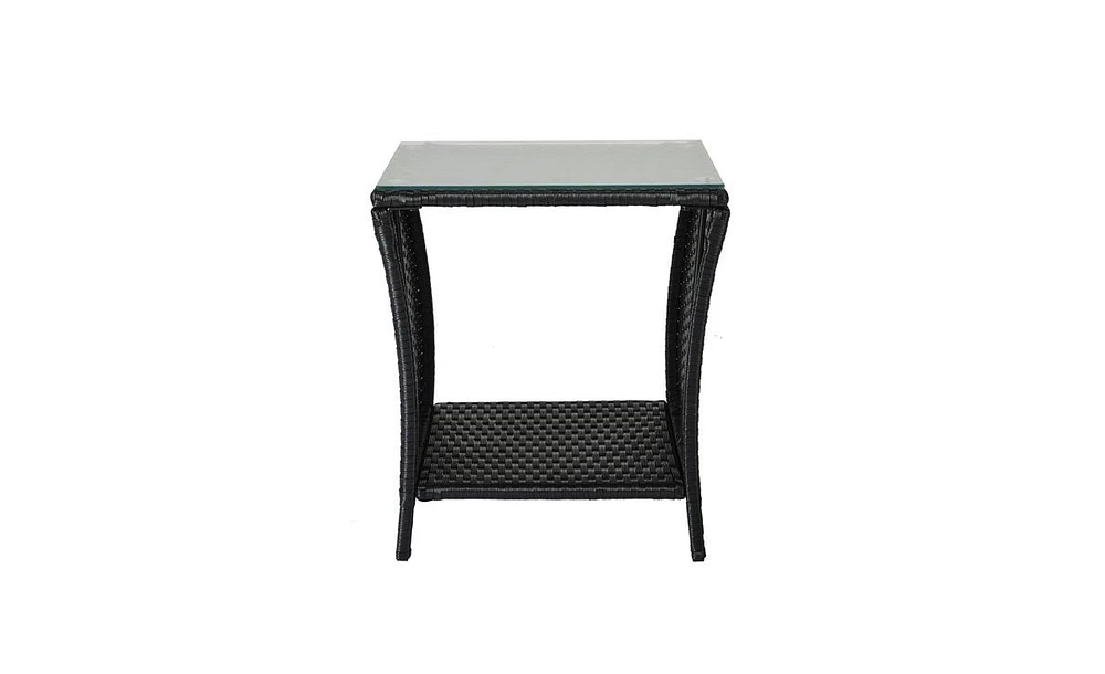 Outdoor Patio Wicker Side Table Stylish and Durable for Garden, Deck, or Use