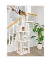 Armarkat B7801 Classic Real Wood Cat Tree In Ivory, Jackson Galaxy Approved, Six Levels With Playhouse and Rope SwIng