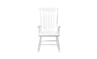 Patio Rocking Chair Solid Wood, Outdoor Porch Rocker with Wooden Frame