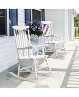Patio Rocking Chair Solid Wood, Outdoor Porch Rocker with Wooden Frame