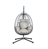 Single Person Egg Swing Chair in Grey Steel Frame With Removable Cushions