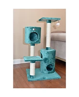 Armarkat Real Wood Cat Tree Condo House With 2 Private Condos 43" Green A4301