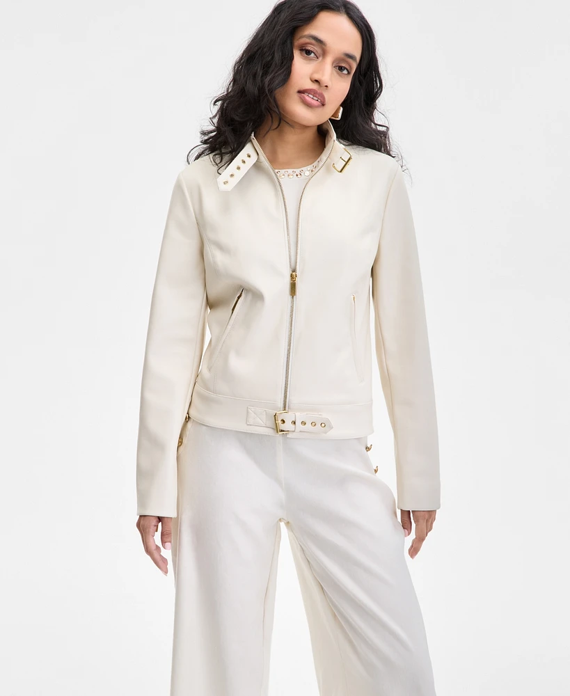 I.n.c. International Concepts Women's Faux-Leather Moto Jacket, Exclusively at Macy's