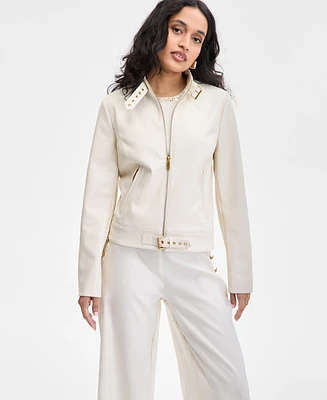 I.n.c. International Concepts Women's Faux-Leather Moto Jacket, Exclusively at Macy's